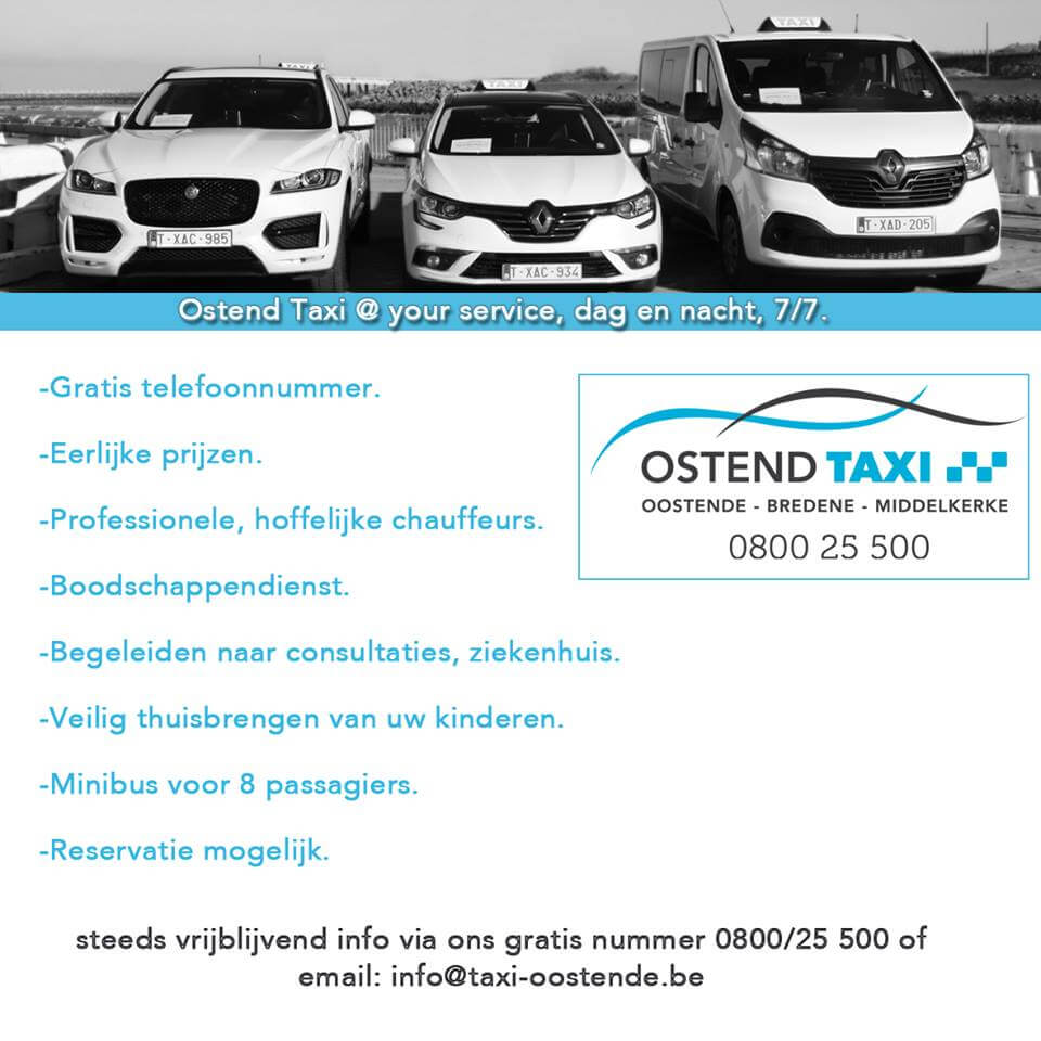 De minibus van Ostend taxi is 24/7 bereikbaar op gratis nummer