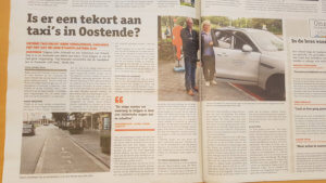 Krant van west vlaanderen over taxi's tekort in Oostende